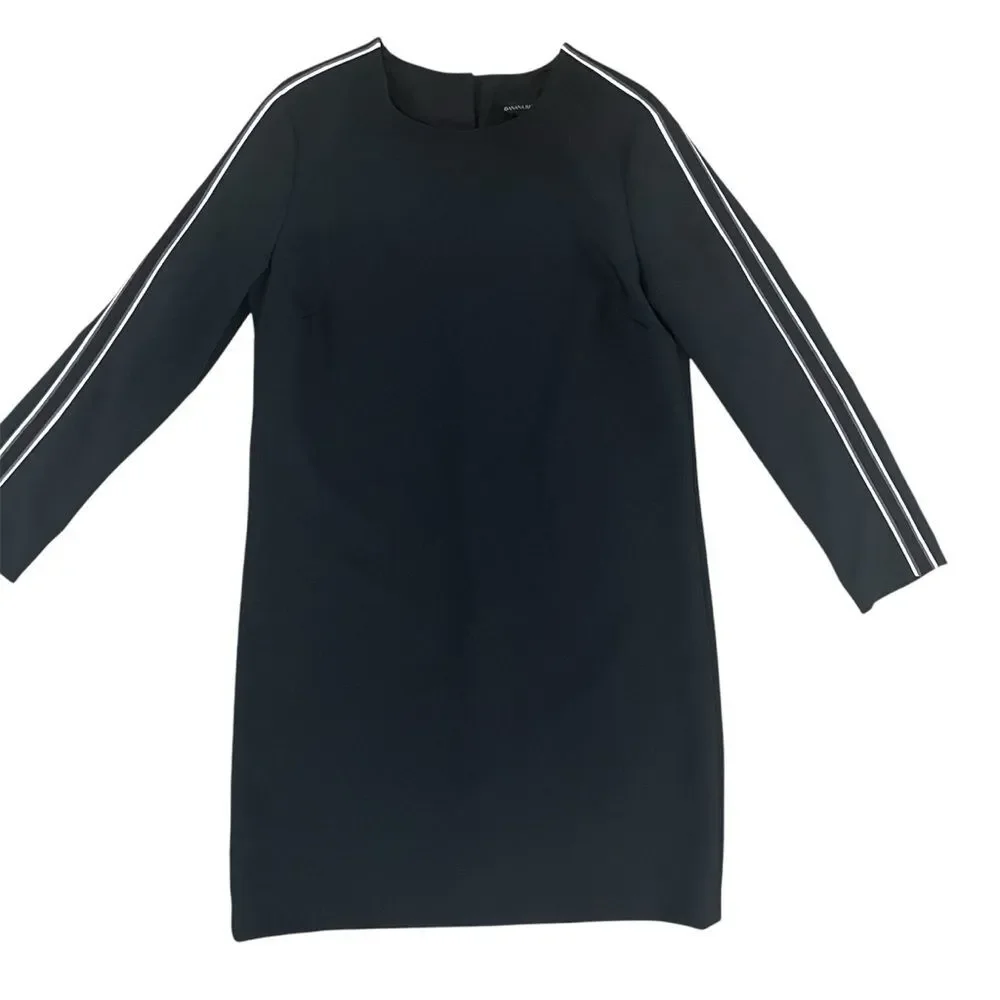 Banana Republic Womens 4 Black Side Stripe Mini Shift Mod Dress - Picture 2 of 9